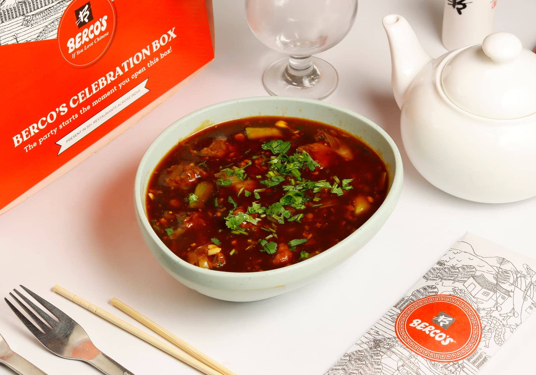 Vibrant celebratory Indo-Chinese diner — supporting dish in this style
