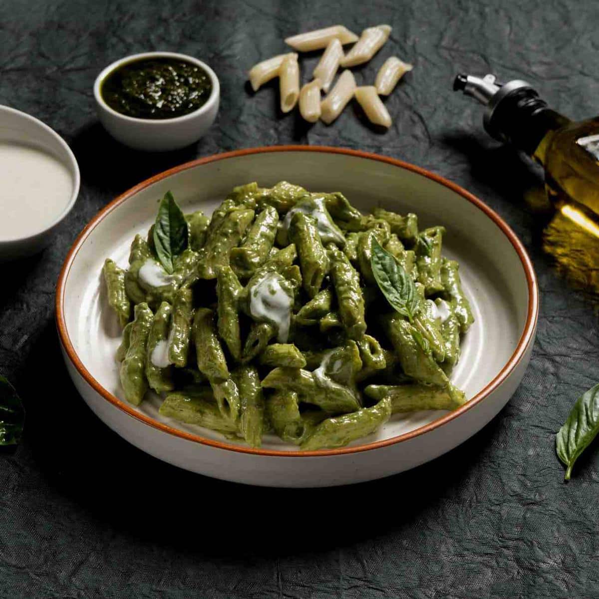 Moody dark-studio casual Italian bistro — supporting dish in this style